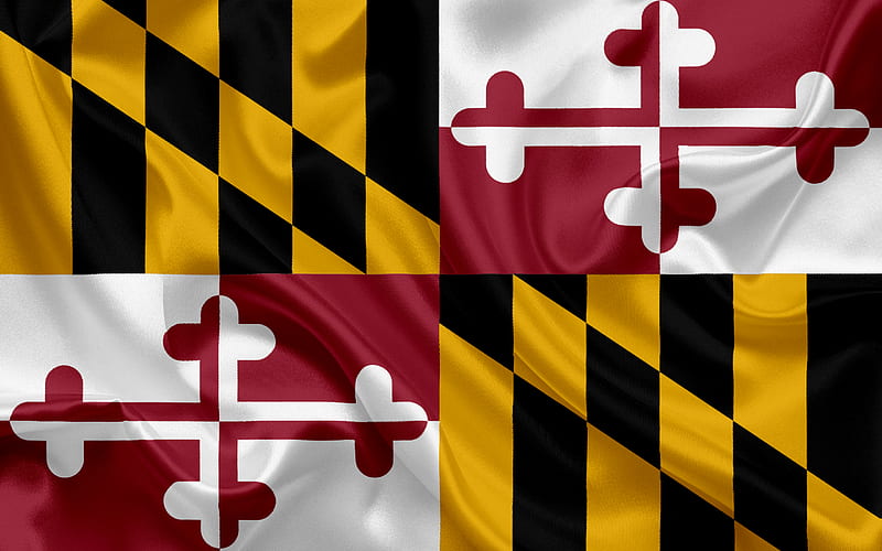 Maryland Flag, flags of States, flag State of Maryland, USA, state Maryland, silk flag, HD wallpaper