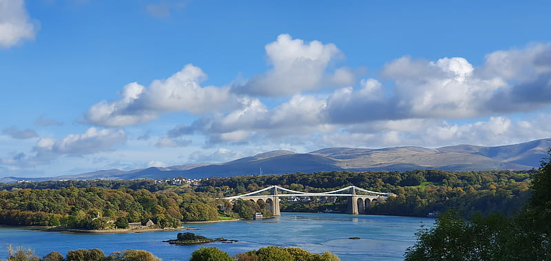 Menai Bridge, anglesey, gwynedd, menai straits, north wales, snowdonia, wales, HD wallpaper