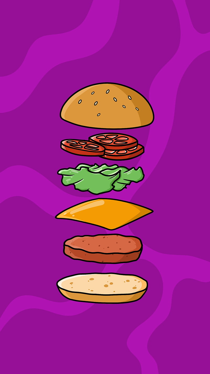 Purple hamburger , #burger #meat #tomato #cheese #salad #live #live #green #mcdonalds #burgerking #food #fall #cola #drink #fries, Purple, zio-rapa, HD phone wallpaper
