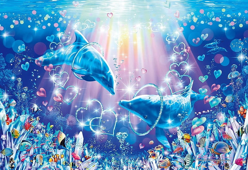 Ring Of Love Pink Christian Riese Lassen Blue Art Fish Luminos Water Hd Wallpaper Peakpx