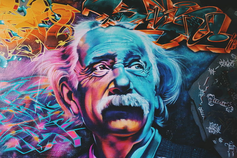Einstein, graffiti, street, art, city, urban, paint, artistic, hip, cool, HD wallpaper