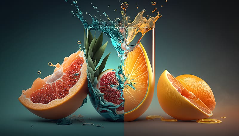 Fruit juice, Water, Leaves, Orange, Splash, HD wallpaper