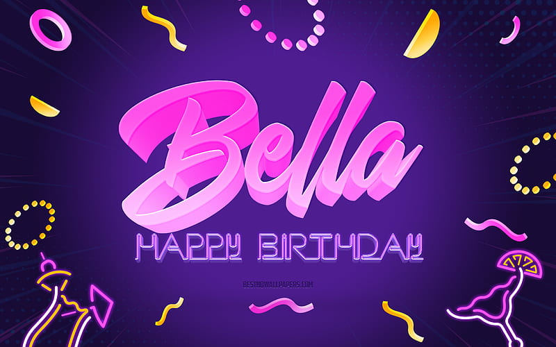 Happy Birtay Bella Purple Party Background, Bella, creative art, Happy Bella birtay, Bella name, Bella Birtay, Birtay Party Background, HD wallpaper