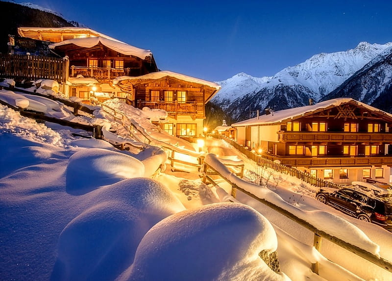 Hotels in Tirol, Nature, Hotel, Tirol, Winter, HD wallpaper