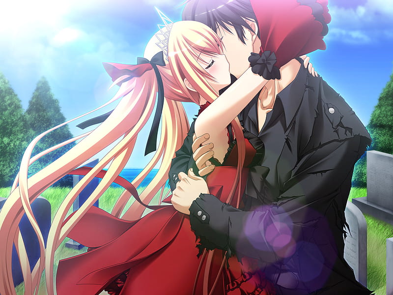 Anime kiss, cute, anime, love, i love you, kiss, couple, HD wallpaper |  Peakpx
