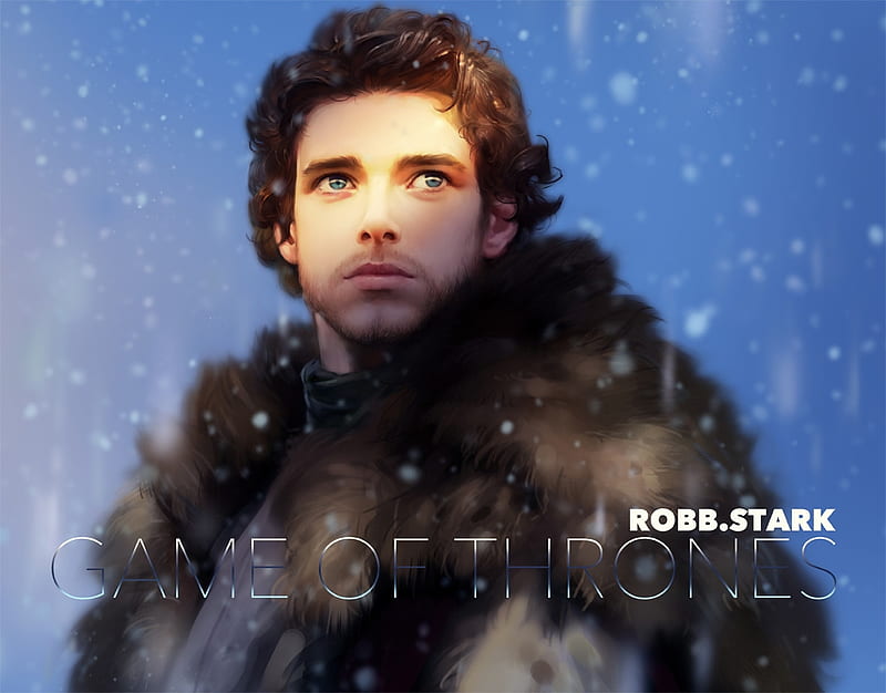 Robb Stark, fantasy, luminos, game of thrones, xiu yuan, man, fur, blue, xiuyuan, HD wallpaper