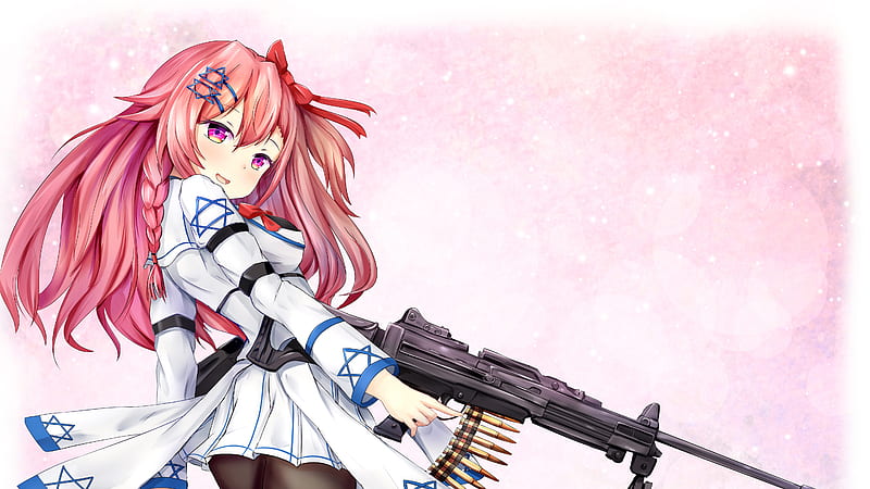 Girls Frontline Negev With Background Pink And White Patches Games, HD wallpaper