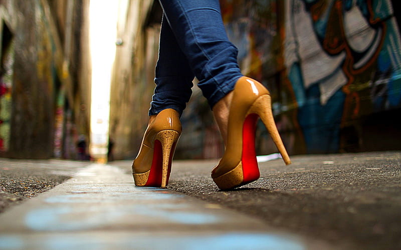 CAT WALK, high heels, girl, street, close-up, HD wallpaper