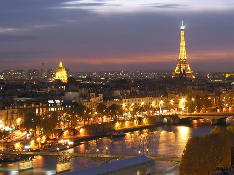 Paris at Night, architecture, paris, cityscape, night, HD wallpaper