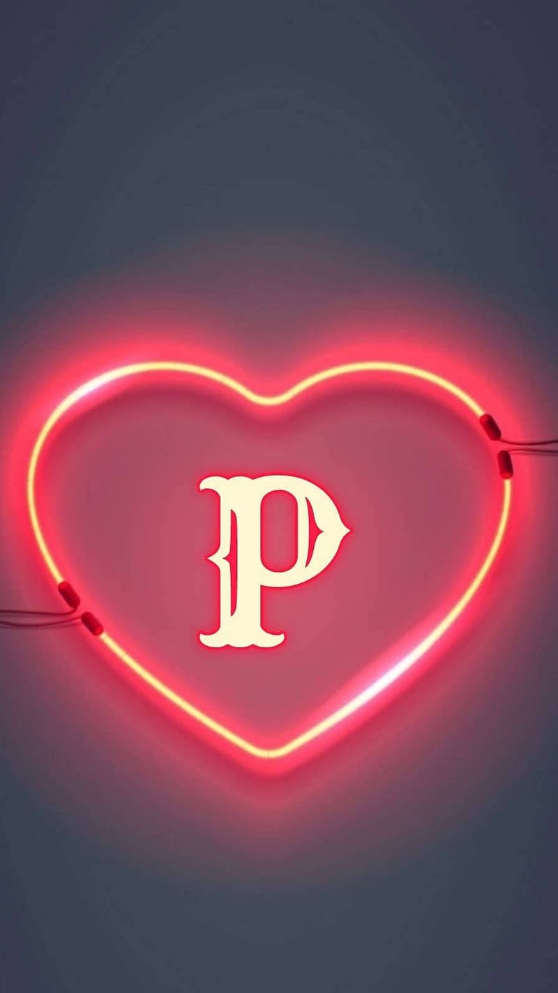 P Letter Design, red heart p, red, heart, p letter, design, HD phone wallpaper