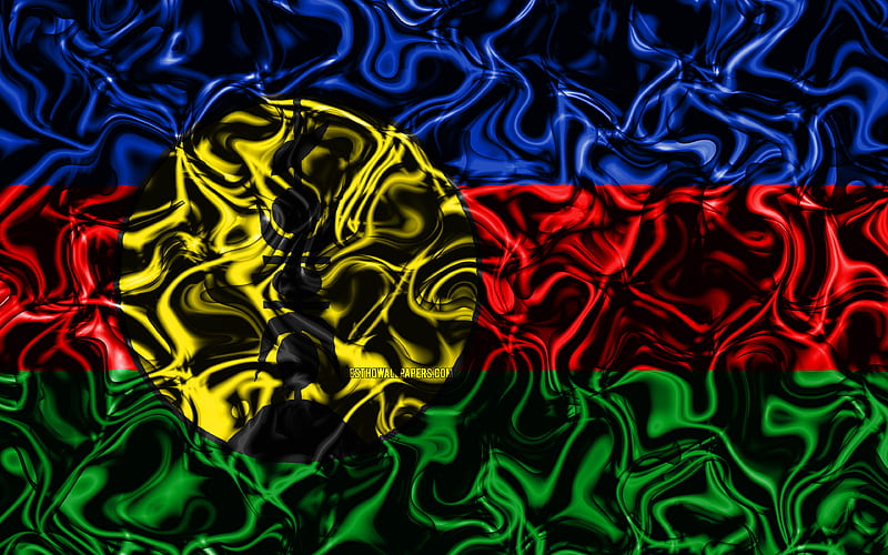 Flag of New Caledonia, abstract smoke, Oceania, national symbols, New Caledonia flag, 3D art, New Caledonia 3D flag, creative, Oceanian countries, New Caledonia, HD wallpaper