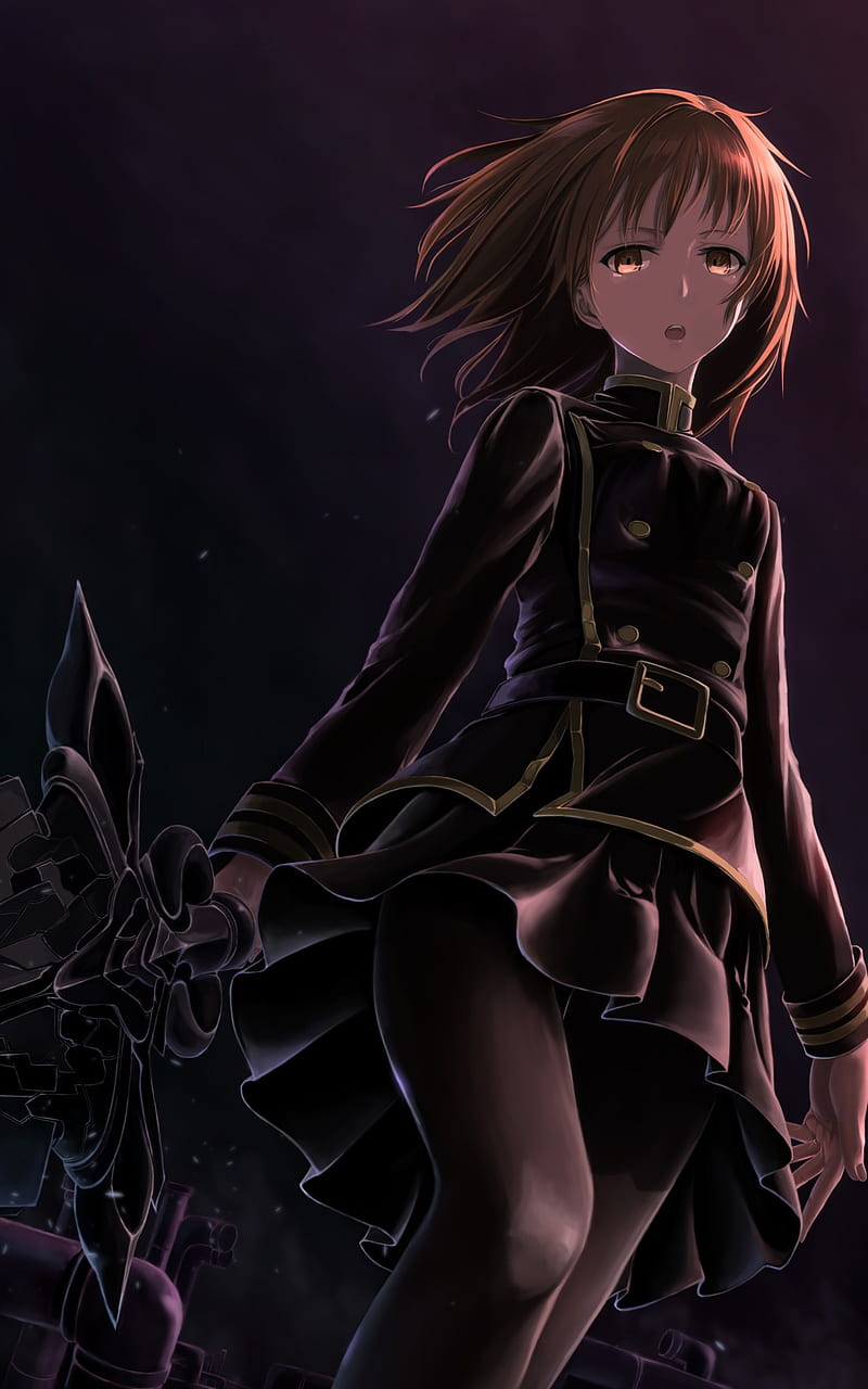 Anime Girl, black, black dress, black uniform, HD phone wallpaper