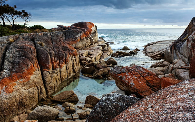 Binalong Bay, Tasmania, Ocean, Rocks, Nature, Tasmania, Bay, HD wallpaper