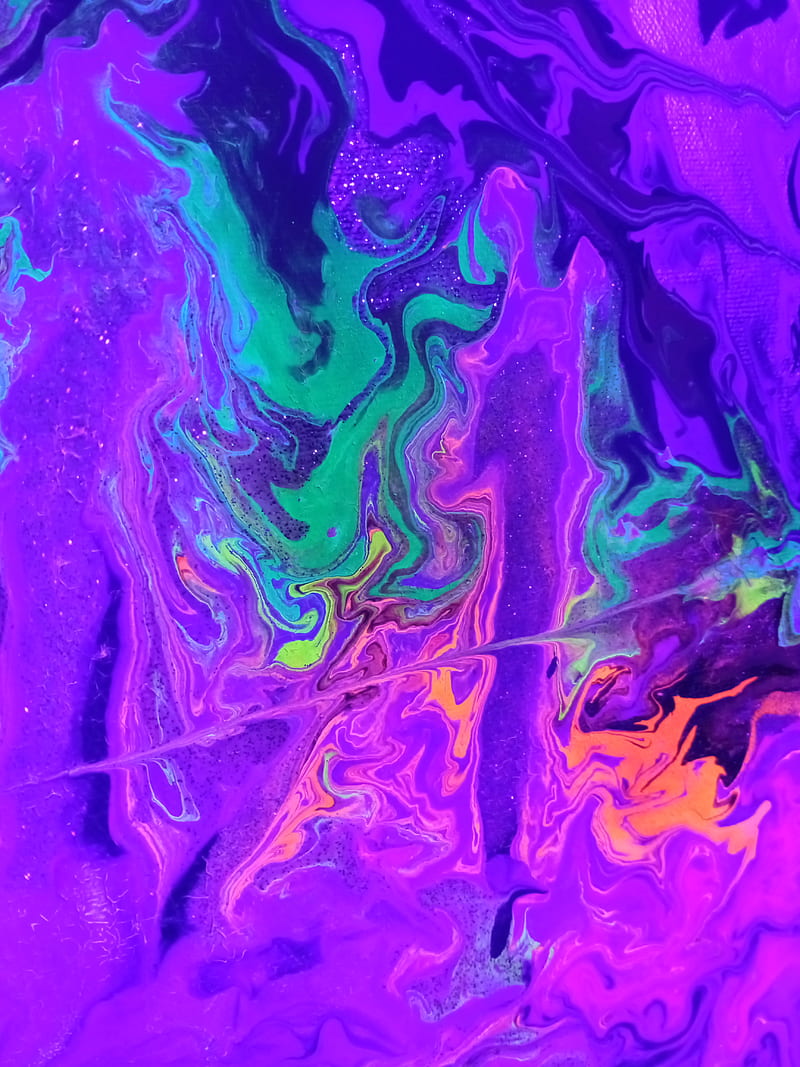 Swirly painting 2, blacklight, galaxy, magic, neon, pour painting, space, stars, uv reactive, HD phone wallpaper