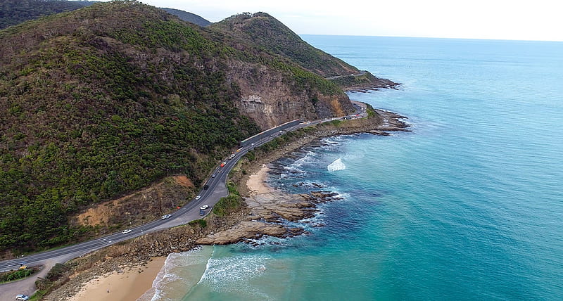Great Ocean Road, Australia, Roads, Oceans, Nature, Mountains, Beaches, Australia, HD wallpaper