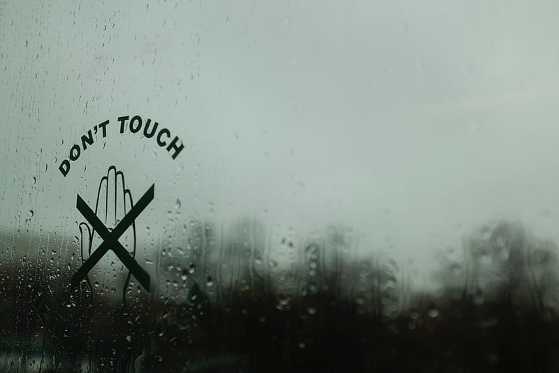 inscription, touch, glass, drops, moisture, rain, HD wallpaper