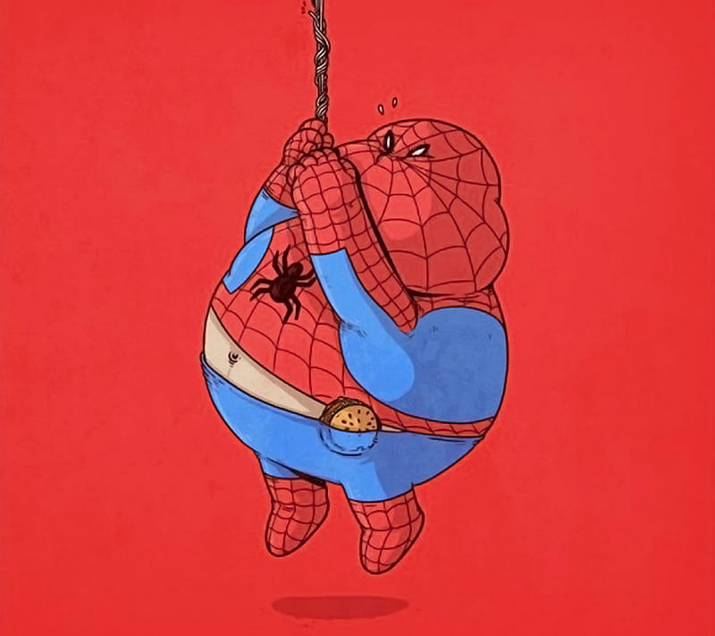 Spiderman Fat, desenho, illustration, superhero, HD wallpaper