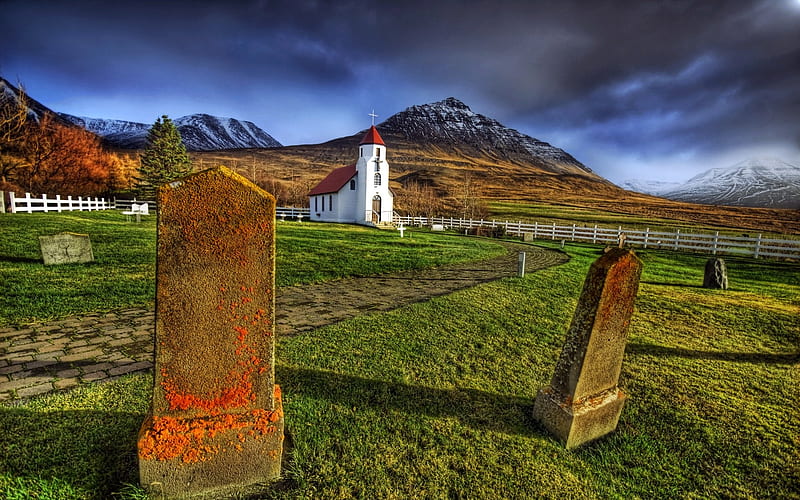 The Orange Mold on the Churchyard Tombstones, HD wallpaper