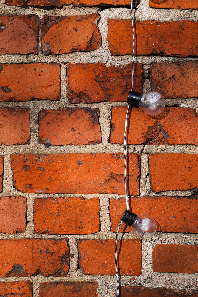 Light Bulbs Wire Bricks Wall Hd Phone Wallpaper Peakpx