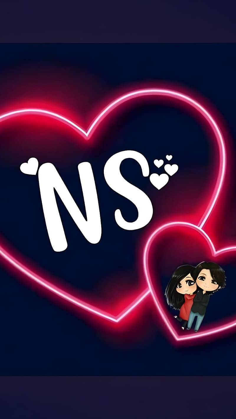 N S Naam Ke, neon heart n s, letter ns, HD phone wallpaper