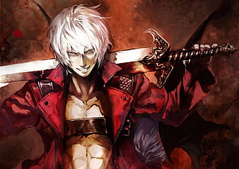 Dante, games, white hair, video games, capcom, devil may cry, guns, thorns,  anime, HD wallpaper