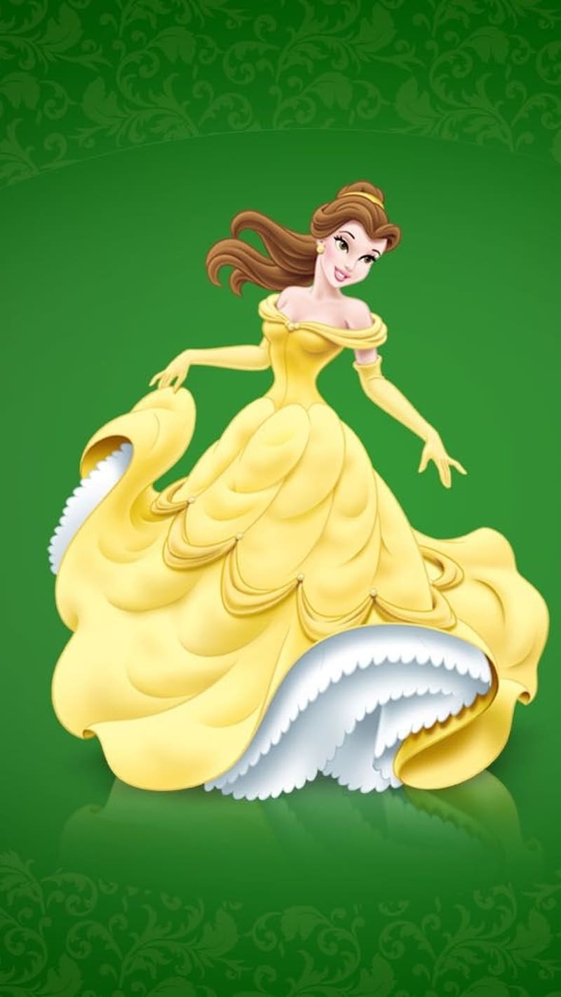 Disney Princess, Belle With Green Background, belle, green background ...