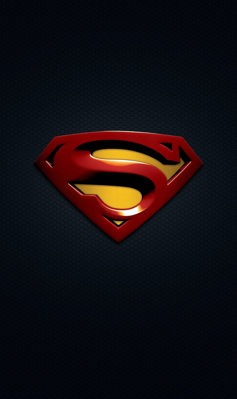 Superman black, heroes, logo, marvel, red, super, white, yellow, HD phone wallpaper