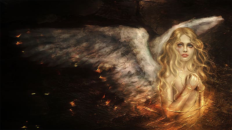 Fantasy, Wings, Golden, Angel, Blonde, HD wallpaper | Peakpx