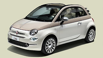 Fiat 500c, 500, logo, yellow, HD phone wallpaper