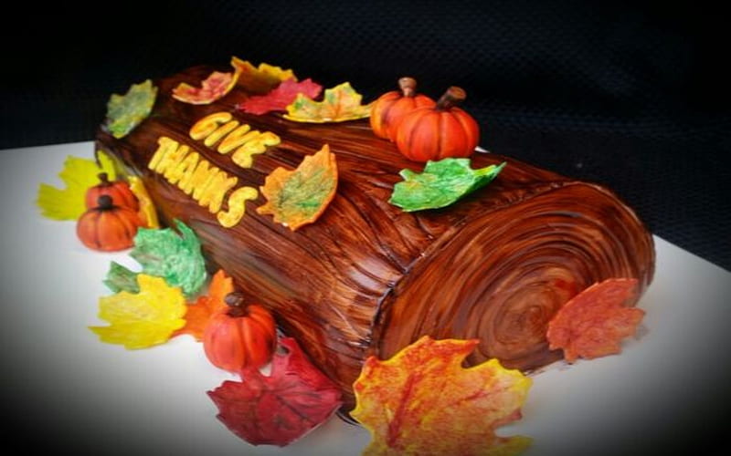 Yule Log Cake, Cake, Brown, Pumpkins, Log, Yule, HD wallpaper