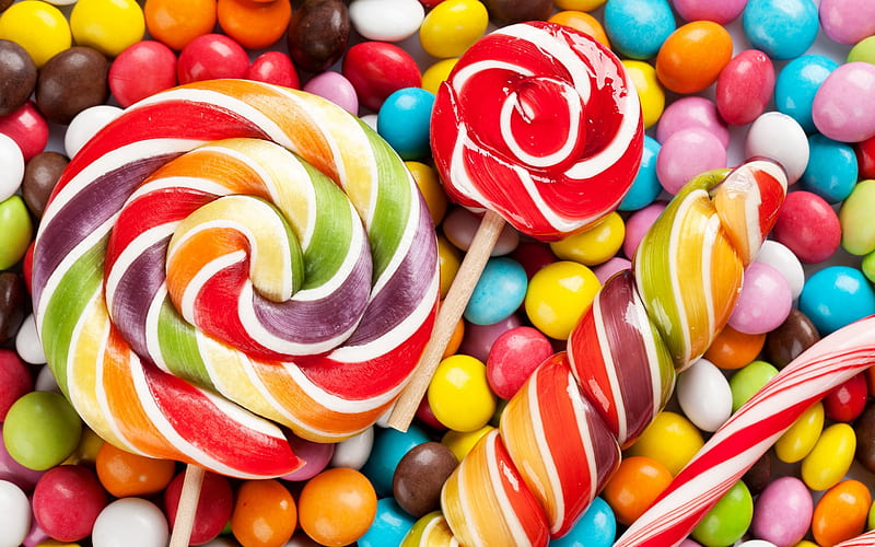 lollipops, candy, sweets, colorful lollipops, HD wallpaper