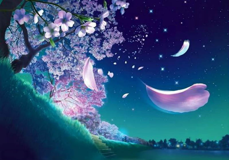Full Moon pretty scenic sakura blossom bonito cherry blossom sweet  blossom HD wallpaper  Peakpx