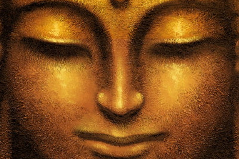Tidy Mind, golden, buddha, peace, face, meditation, HD wallpaper