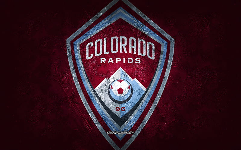 Colorado Rapids, American soccer team, blue stone background, Colorado Rapids logo, grunge art, MLS, soccer, USA, Colorado Rapids emblem, HD wallpaper