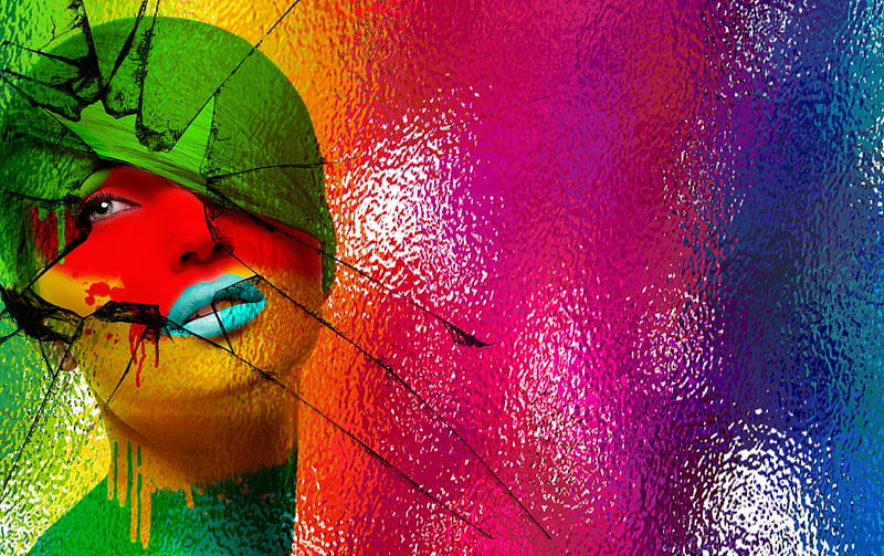 Color woman, color, paint, pane, woman, HD wallpaper