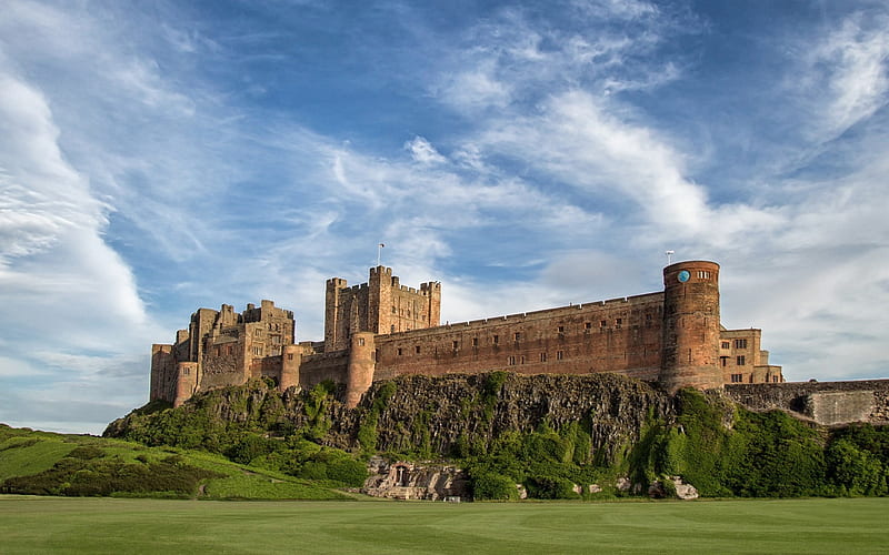 Northumberland, Bamburgh Castle, UK, summer, England, HD wallpaper