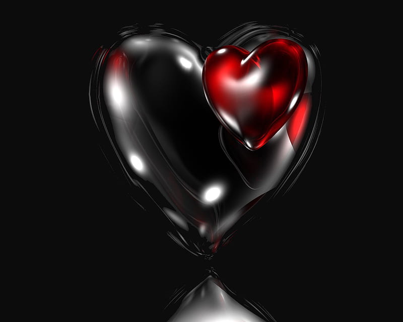 Sweet Heart, 3d, dark, love, heart, black, abstract, HD wallpaper
