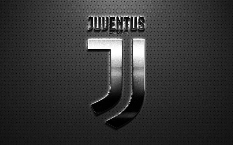 Juventus FC, Turin, Italy, new logo, new emblem, creative art, metal steel logo, Italian football club, Juve, Serie A, gray creative background, football, HD wallpaper