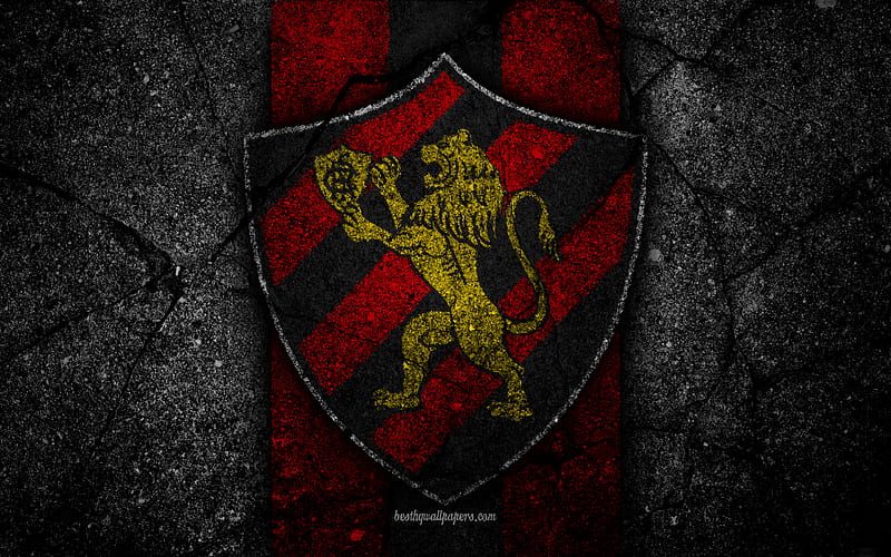 Sport Recife FC, logo, Brazilian Seria A, soocer, black stone, Brazil, Sport Recife, football club, asphalt texture, FC Sport Recife, HD wallpaper