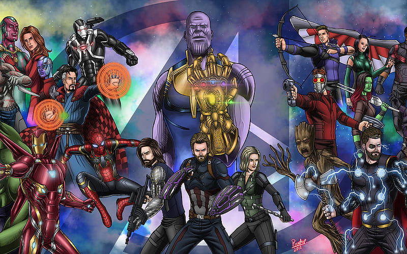 Avengers Infinity War, fan art, 2018 movie, superheroes, characters cast, HD wallpaper