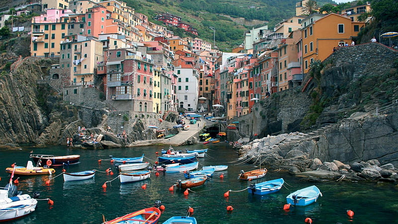 Italy, House, Boat, Riomaggiore, Cinque Terre, Man Made, Towns, HD wallpaper