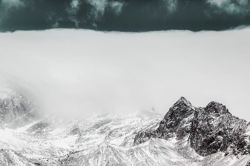 mountains, peaks, snowy, snow, landscape, HD wallpaper