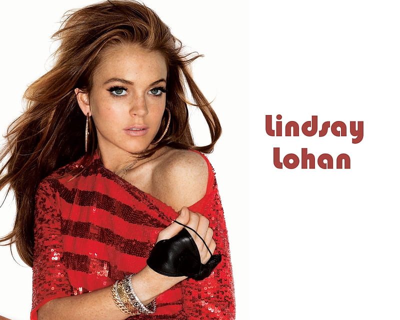 Lindsay Lohan, female, red dress, actress, pretty girl, red hair, sexy, HD wallpaper