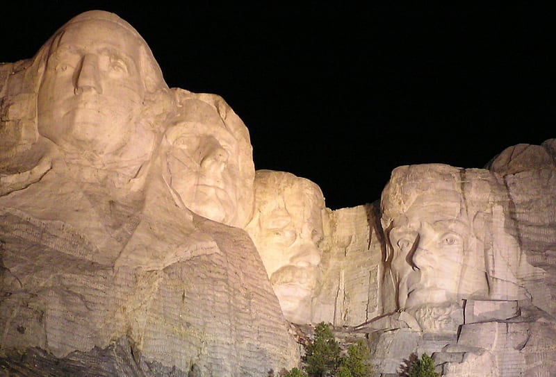 Mount Rushmore At Night, jefferson, washington, roosevelt, lincoln, Mount Rushmore, HD wallpaper