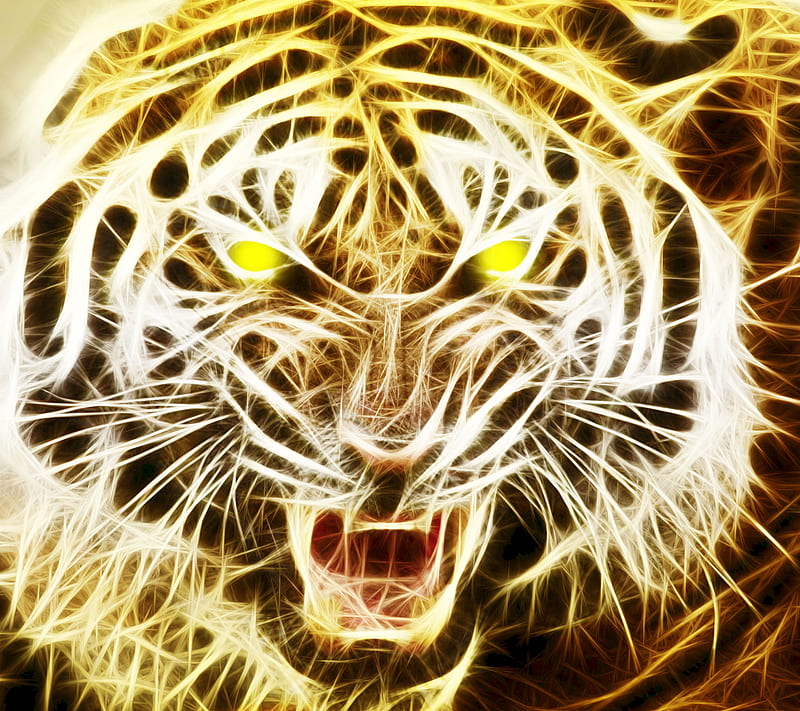 Fractal tiger, saguaro, HD wallpaper | Peakpx