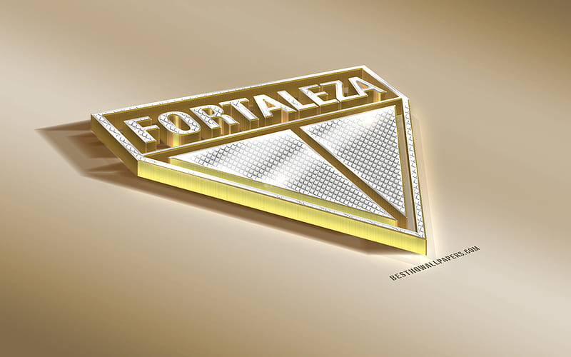 Fortaleza Esporte Clube, Fortaleza FC, Brazilian football club, golden logo with silver, Ceara, Brazil, Serie A, 3d golden emblem, creative 3d art, football, HD wallpaper