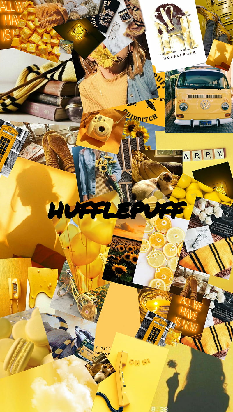 hufflepuff, aesthetic, flower, harry potter, macaroons, sun, tumbr, yellow, yellow aesthetic, HD phone wallpaper