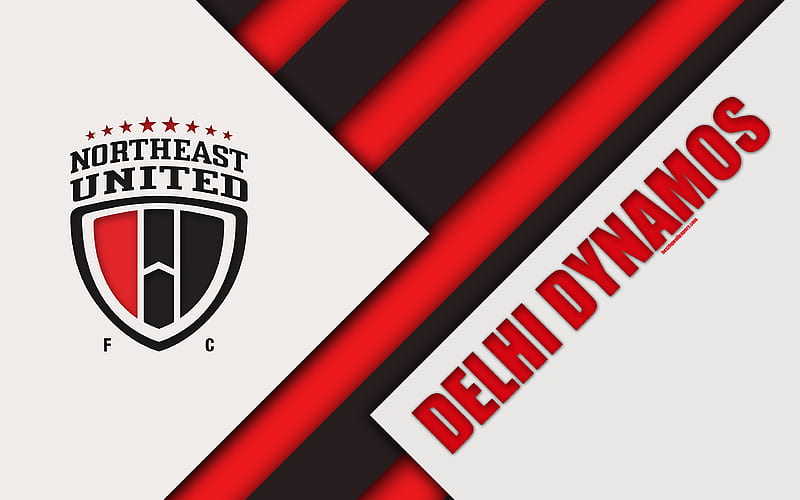 NorthEast United FC logo, material design, white red abstraction, indian football club, emblem, ISL, Indian Super League, Guwahati, India, football, HD wallpaper