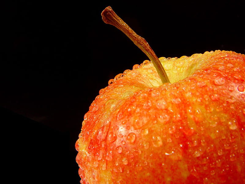 Fresh apple, apple, fruit, cool, water, drop, HD wallpaper