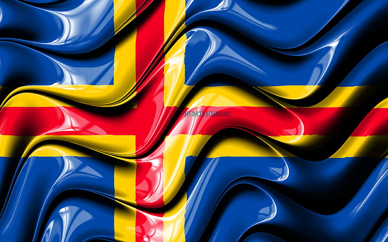 Aland Islands flag Europe, national symbols, Flag of Aland Islands, 3D art, Aland Islands, European countries, Aland Islands 3D flag, HD wallpaper
